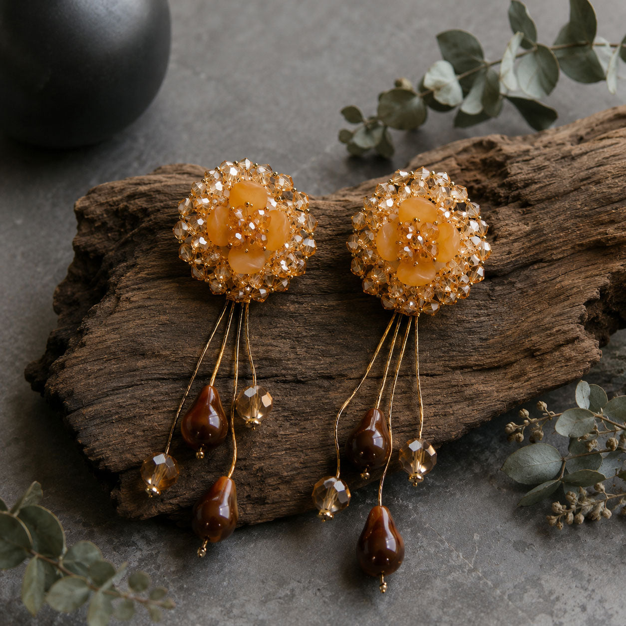 Amber Bloom Cascade Earrings