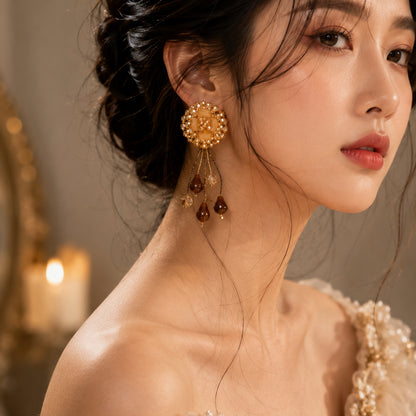 Amber Bloom Cascade Earrings