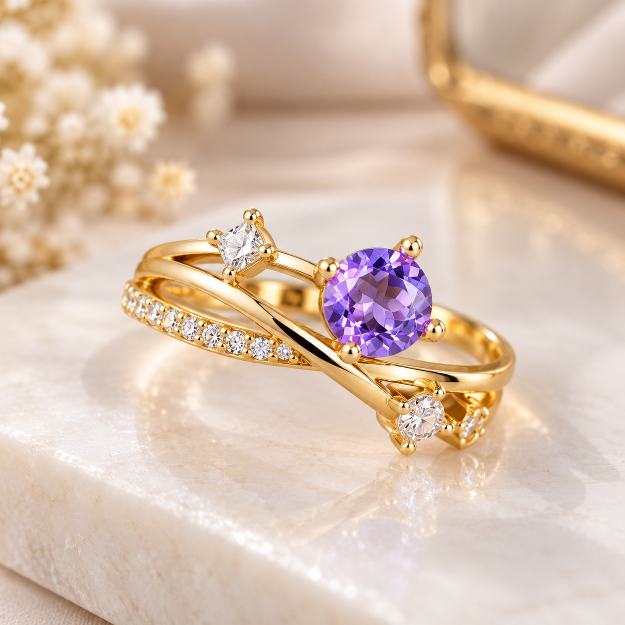 Amethyst Elegance Anti-Tarnish Ring
