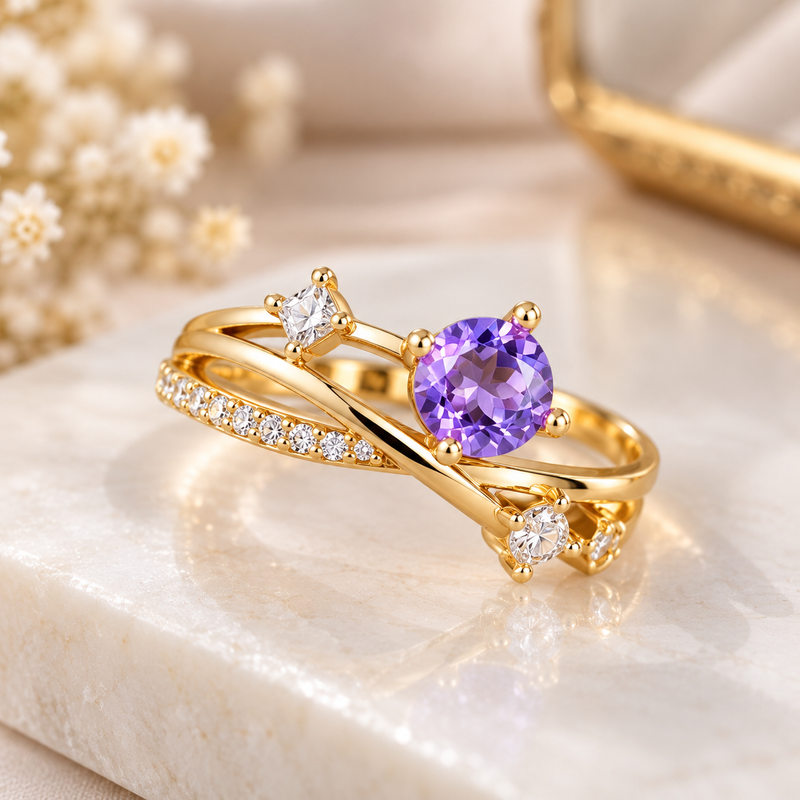 Amethyst Elegance Anti-Tarnish Ring