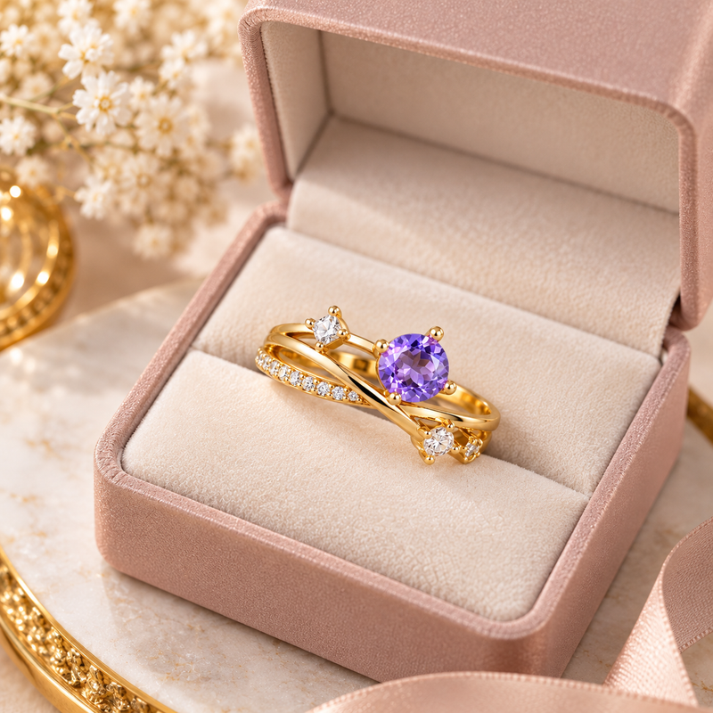 Amethyst Elegance Anti-Tarnish Ring