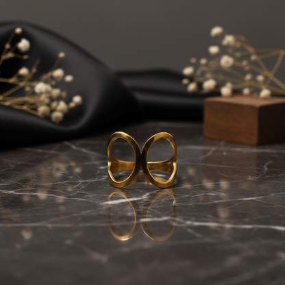 Asymmetrical Gold Loop Statement Ring