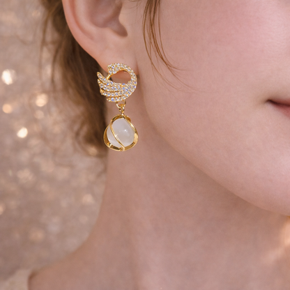 Aurora Wing Pearl Drop Earrings