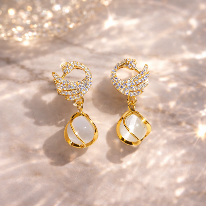 Aurora Wing Pearl Drop Earrings