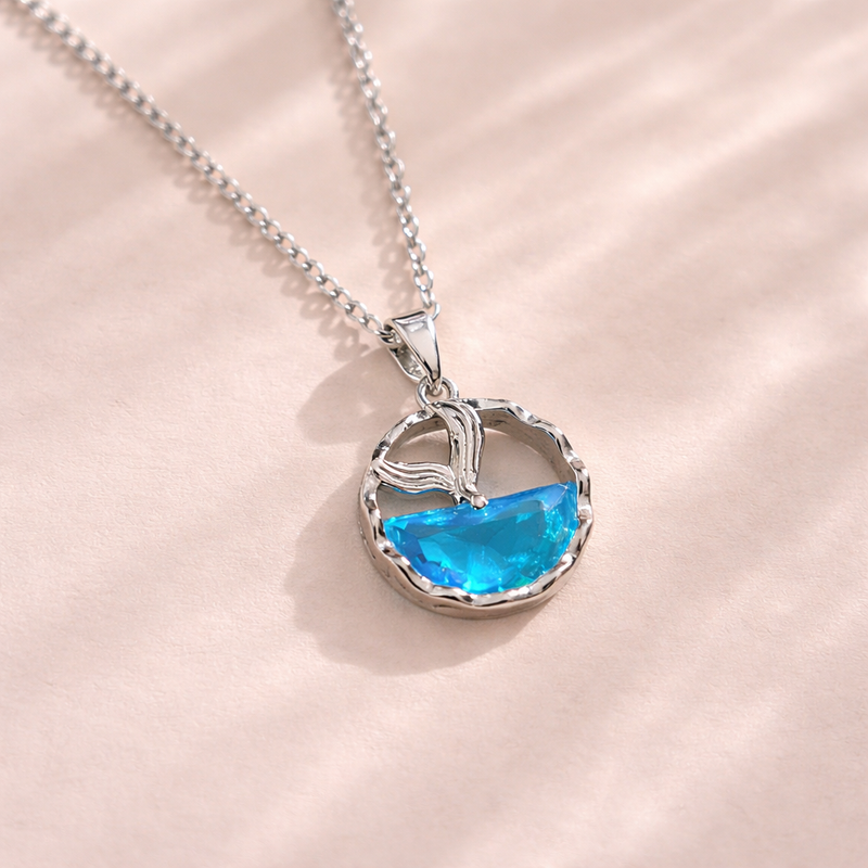 Azure Heart Charm Pendant Necklace