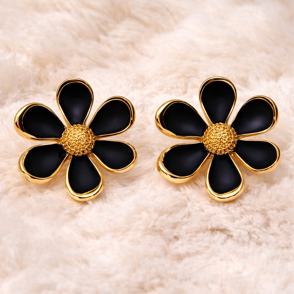 Black Luxe Bloom Earrings