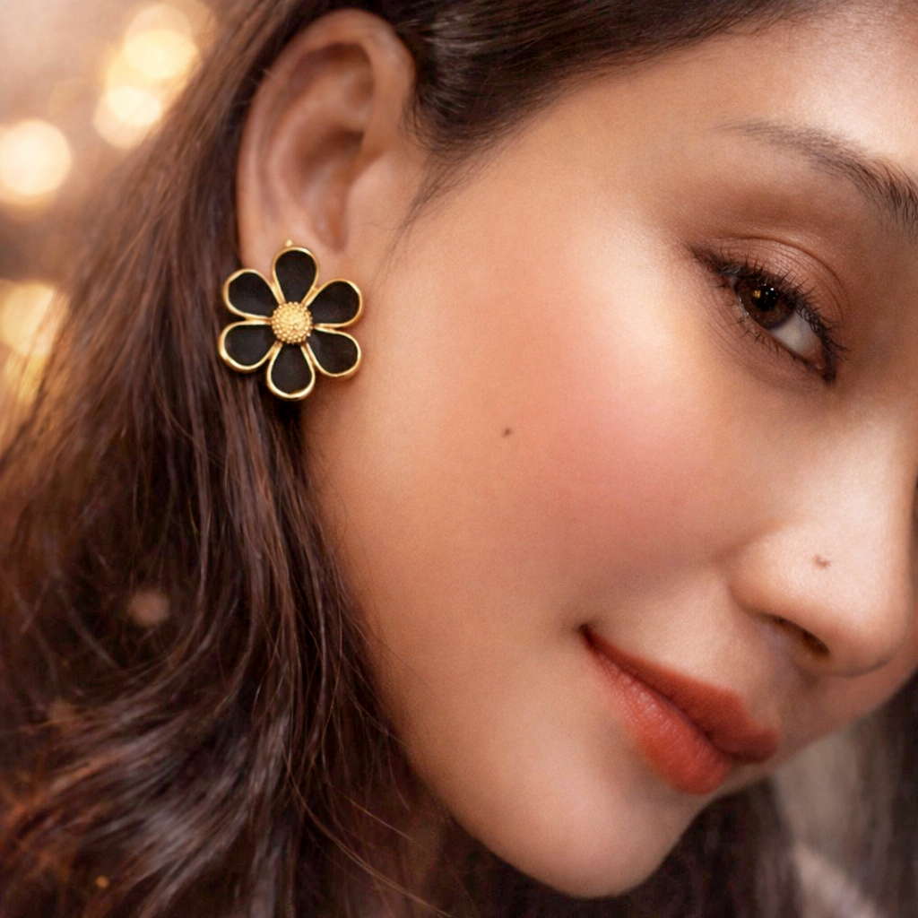 Black Luxe Bloom Earrings