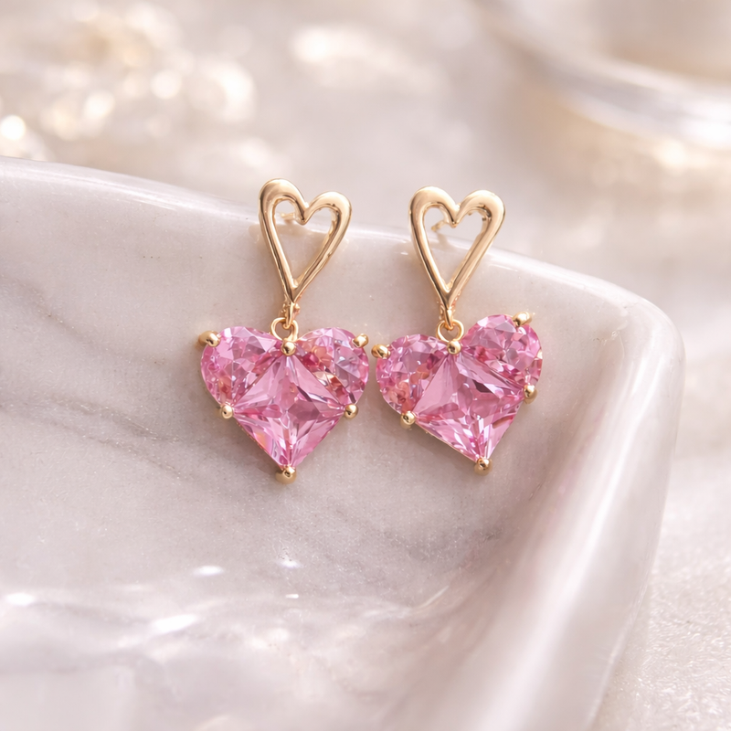 Blush Amour Heart Drop Earrings