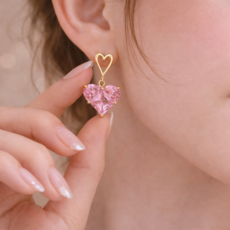 Blush Amour Heart Drop Earrings