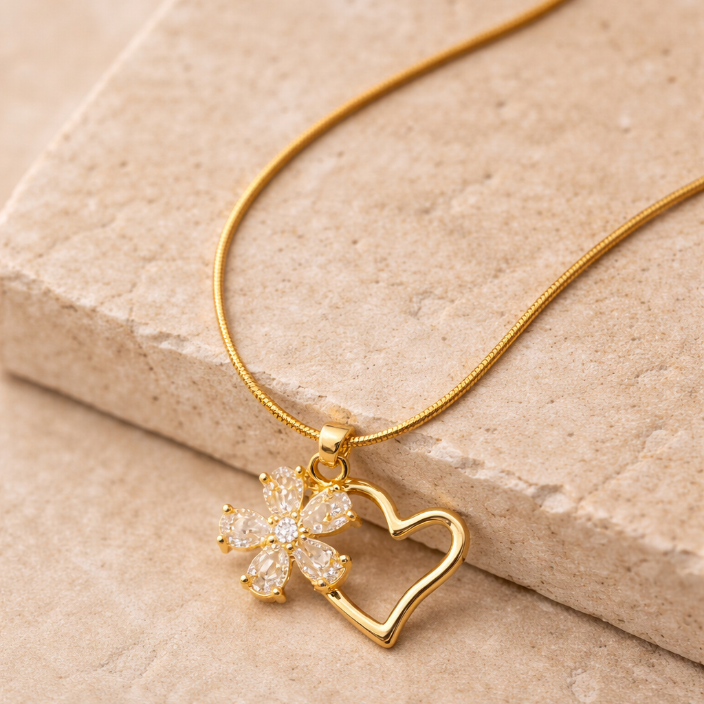 Celeste Flower Heart Necklace