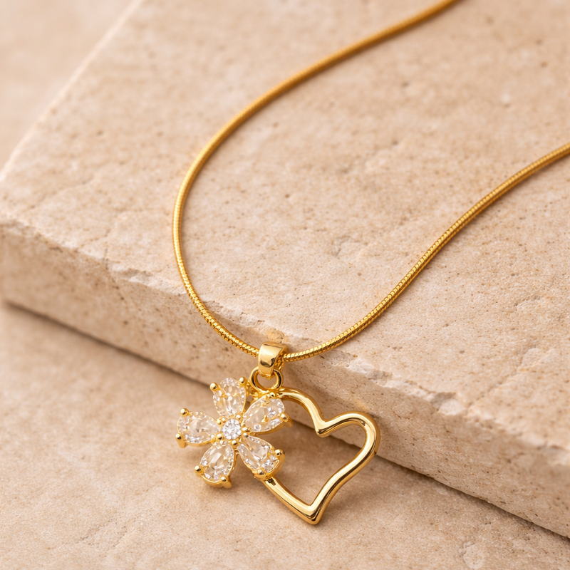 Celeste Flower Heart Necklace