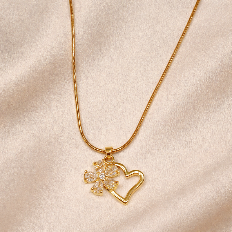 Celeste Flower Heart Necklace