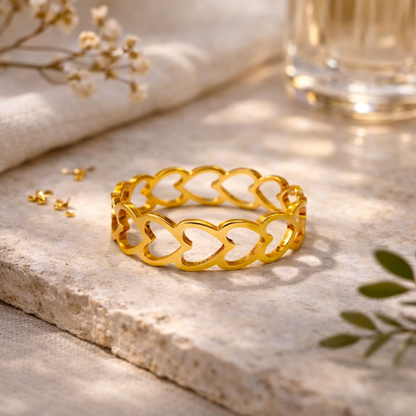 Celeste Linked Hearts Ring