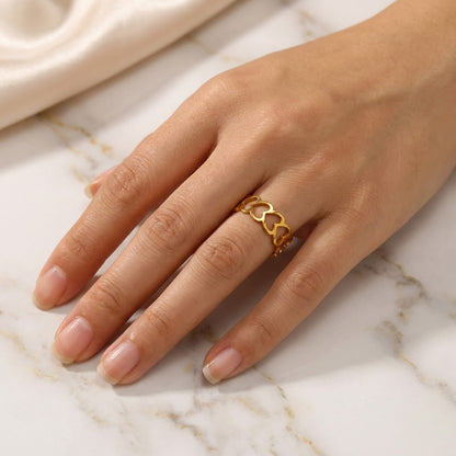Celeste Linked Hearts Ring