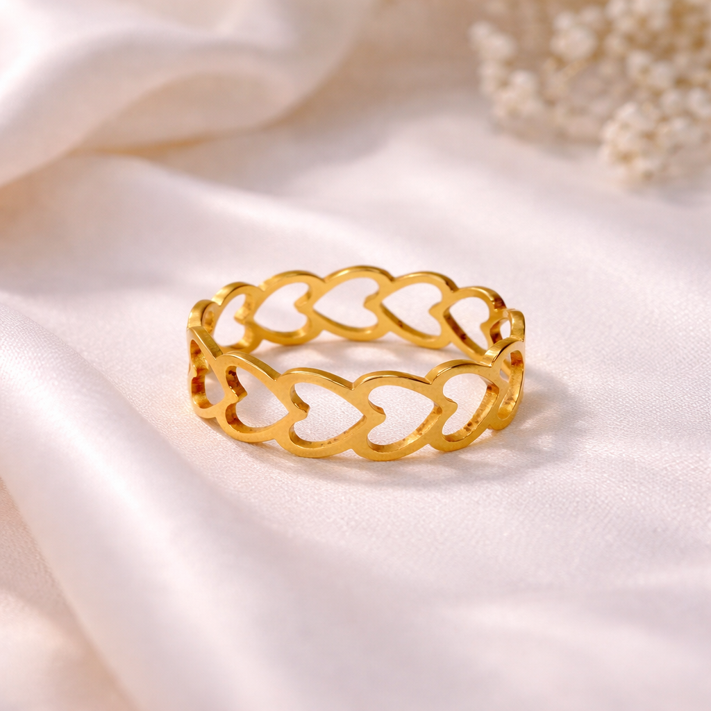 Celeste Linked Hearts Ring