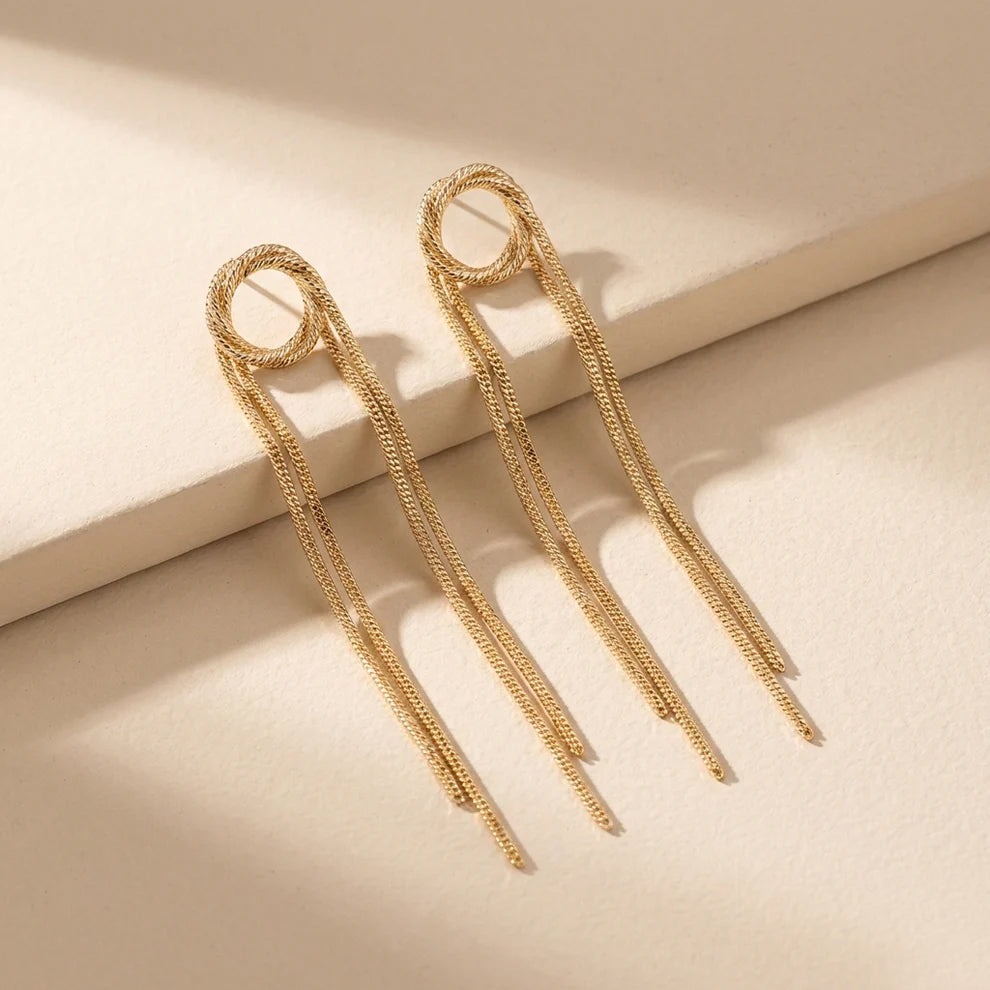 Celeste Loop Tassel Drop Earrings