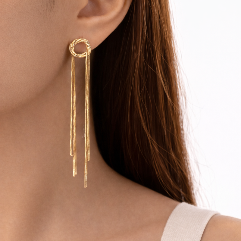Celeste Loop Tassel Drop Earrings