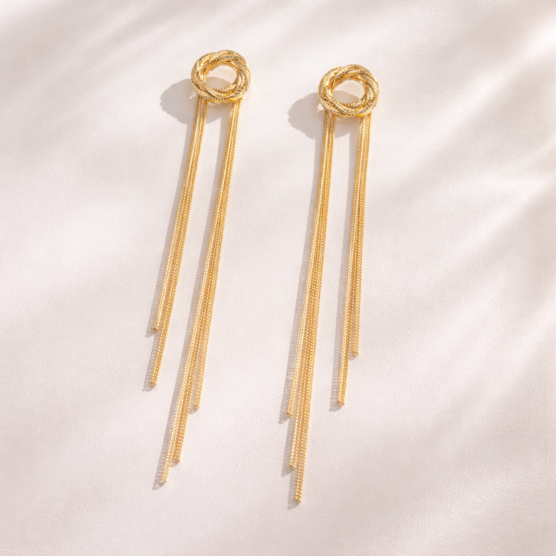 Celeste Loop Tassel Drop Earrings