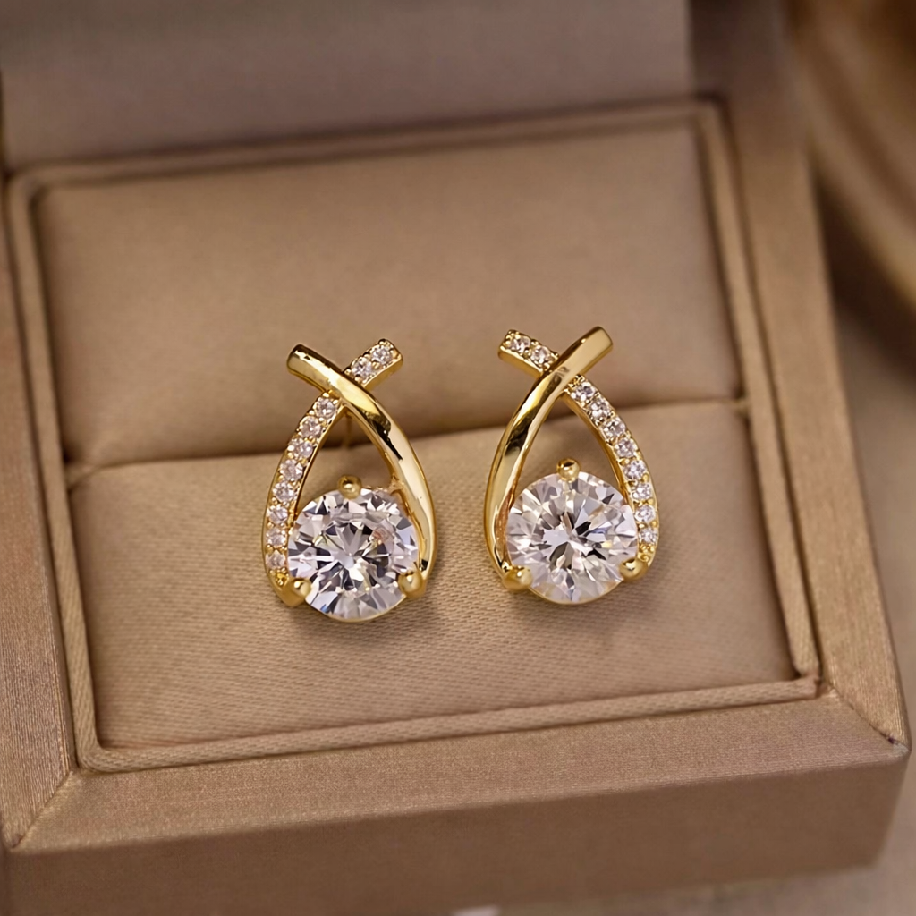 Lumière Teardrop Crystal Stud Earrings