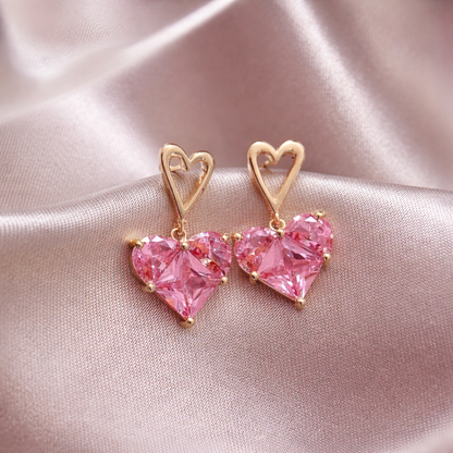 Blush Amour Heart Drop Earrings