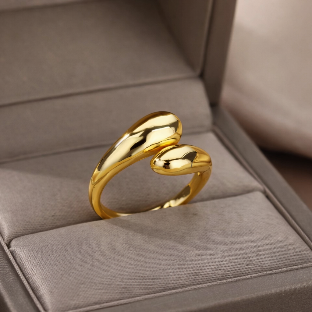 Dual Embrace Gold Open Ring