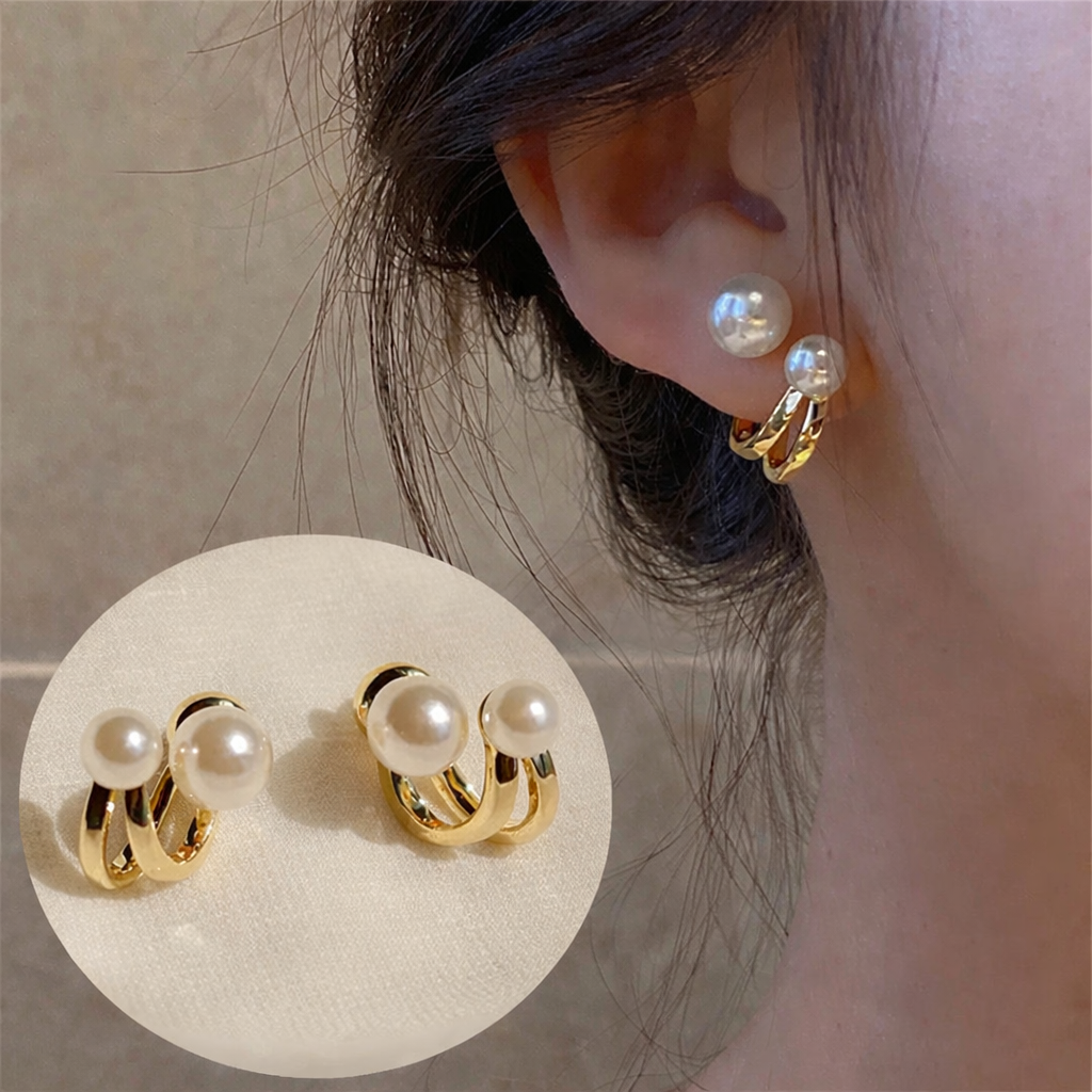 Pearl Loop Huggy Earrings