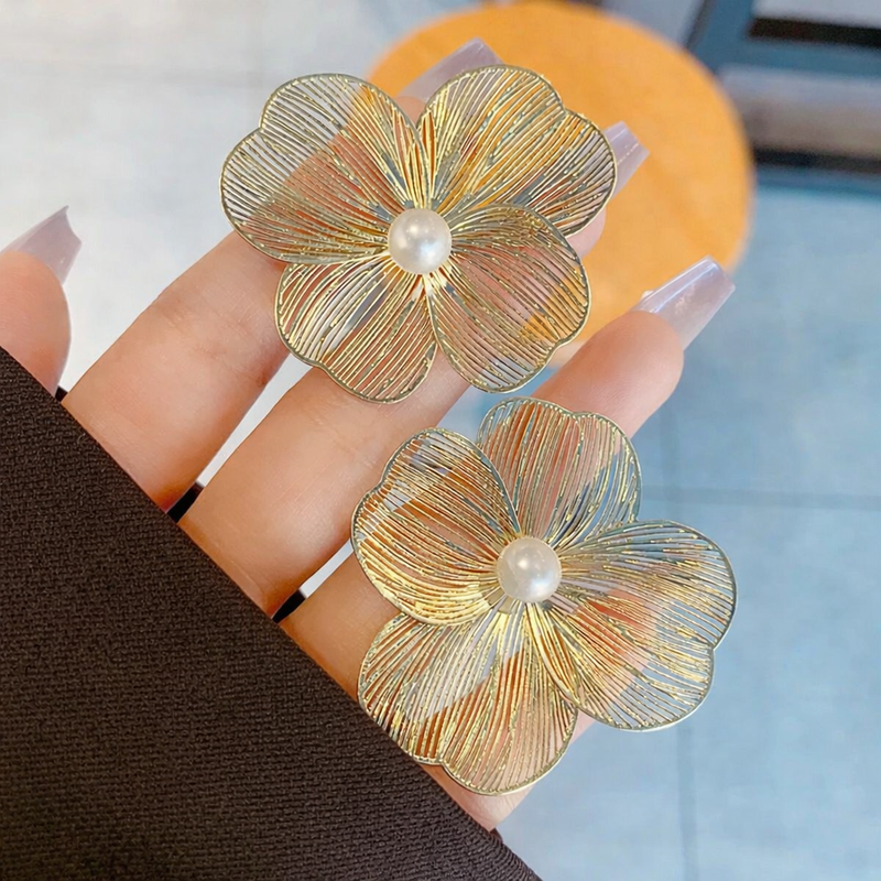 Gilded Bloom Pearl Statement Earrings