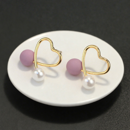 Blush Pearl Heart Stud Earrings