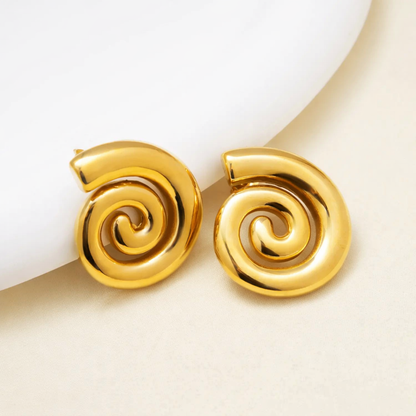 Golden Spiral Stud Earrings
