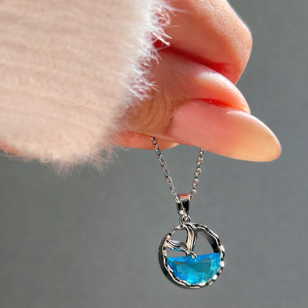 Azure Heart Charm Pendant Necklace