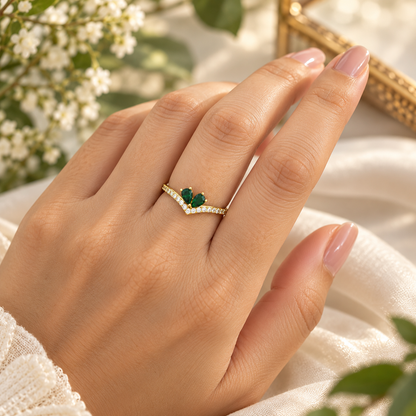 Emerald Butterfly Anti-Tarnish Ring