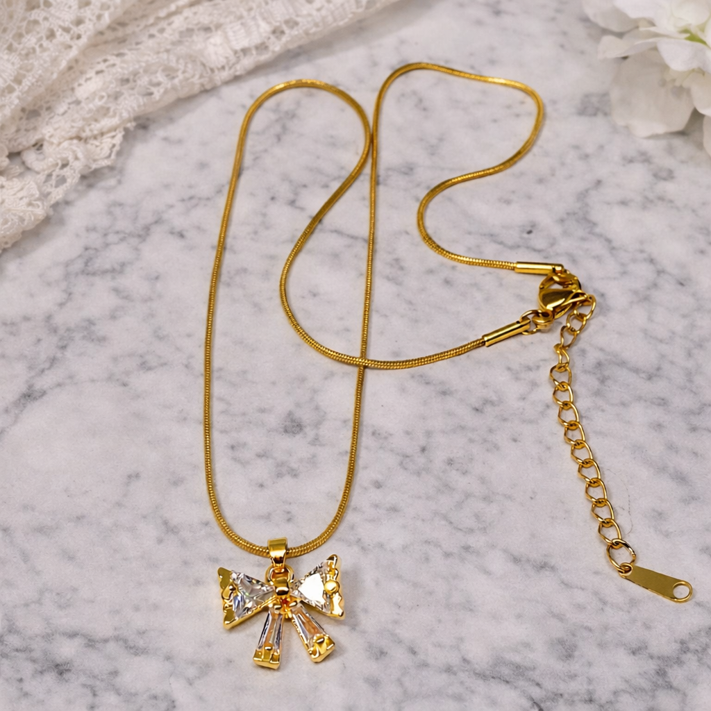 Elysian Crystal Ribbon Necklace