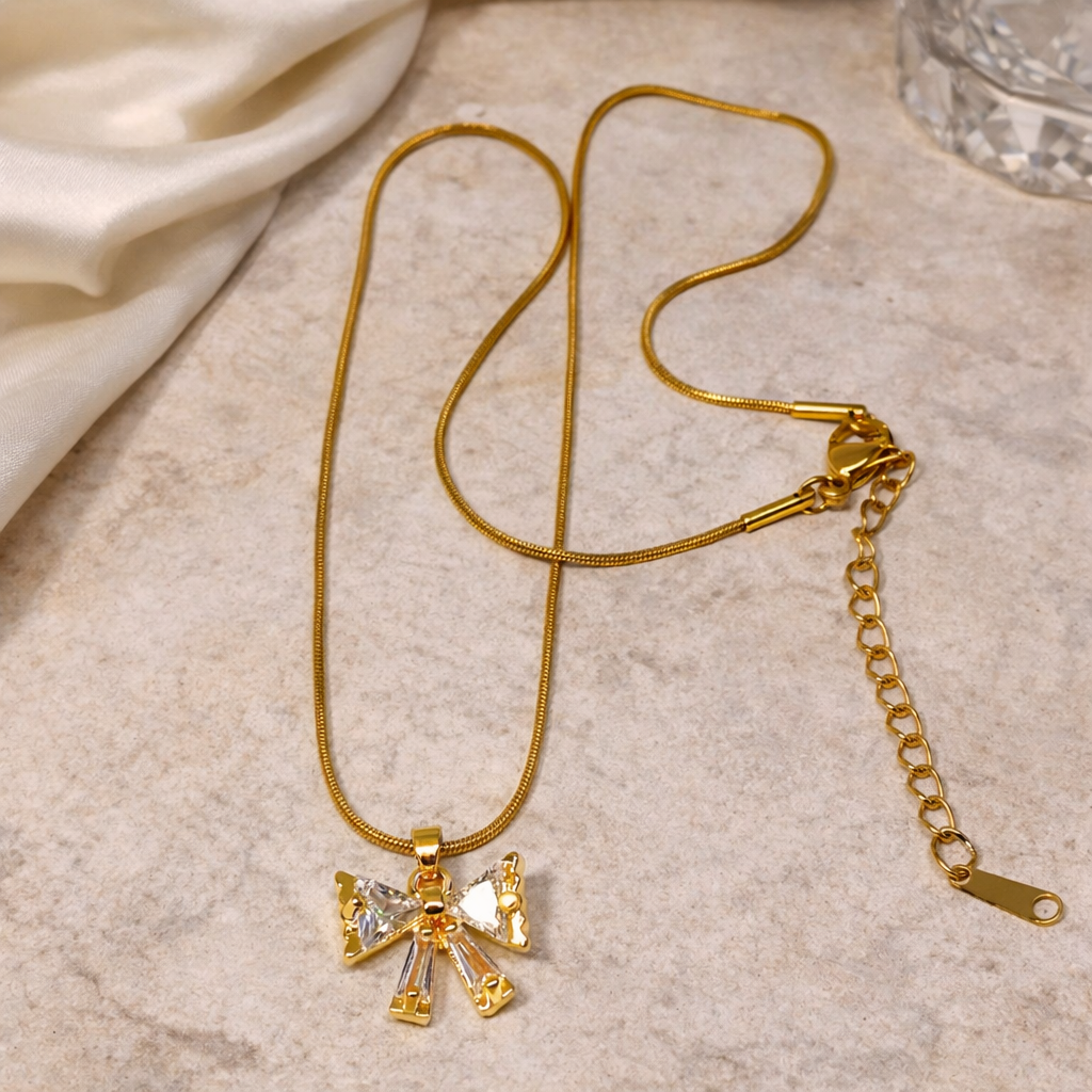 Elysian Crystal Ribbon Necklace