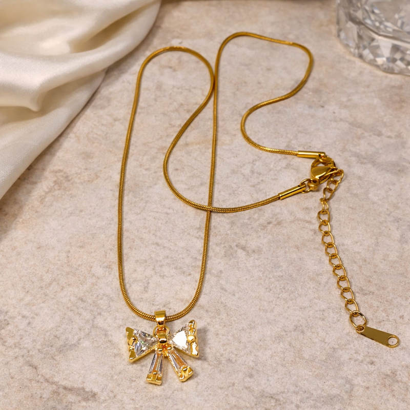 Elysian Crystal Ribbon Necklace