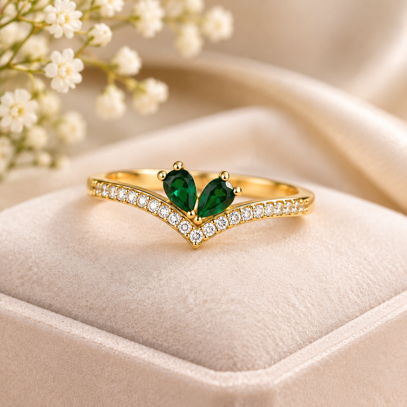 Emerald Butterfly Anti-Tarnish Ring
