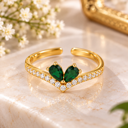 Emerald Butterfly Anti-Tarnish Ring