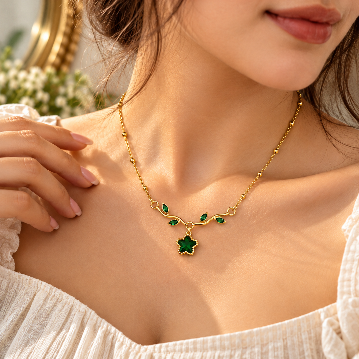 Enchanted Emerald Star Necklace