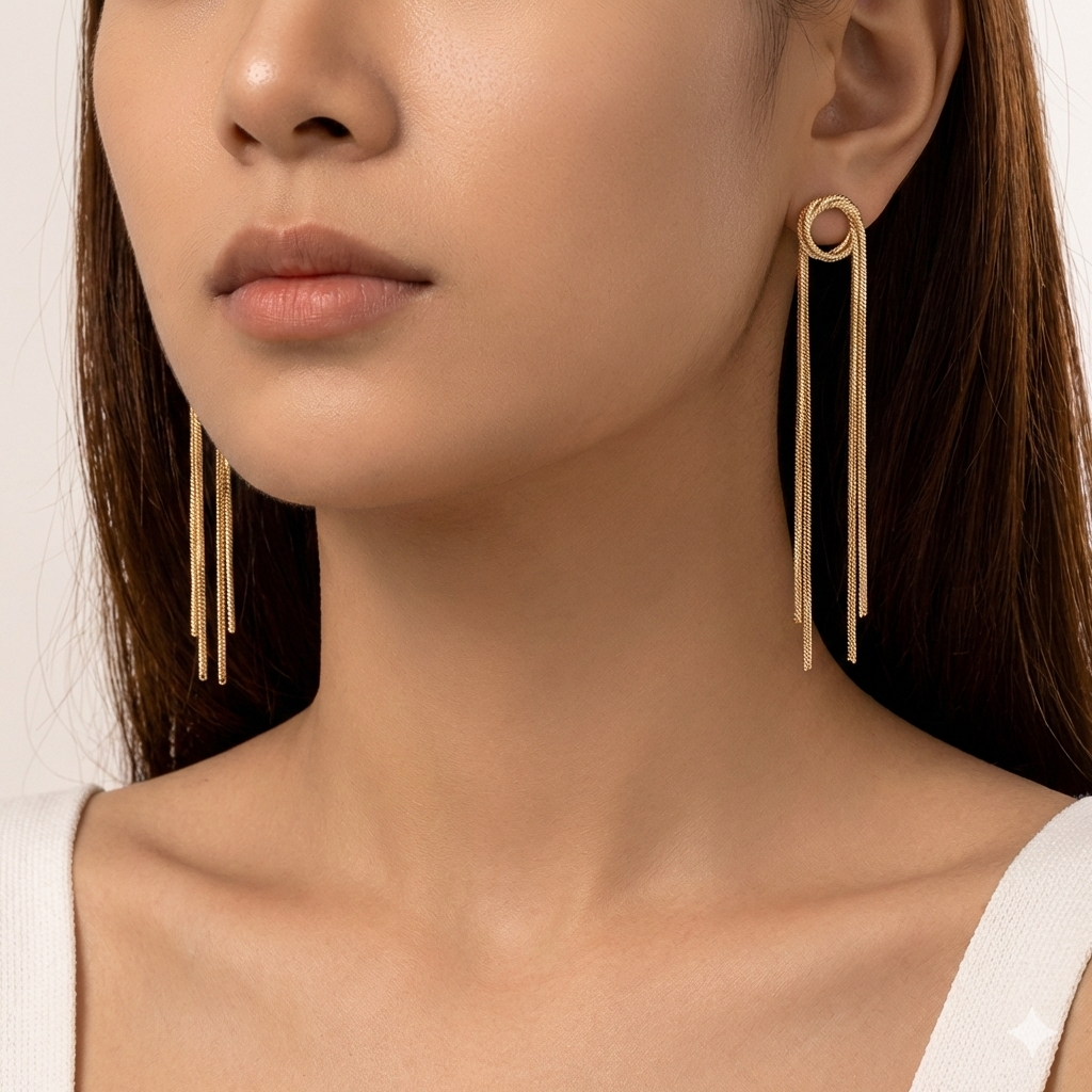 Celeste Loop Tassel Drop Earrings
