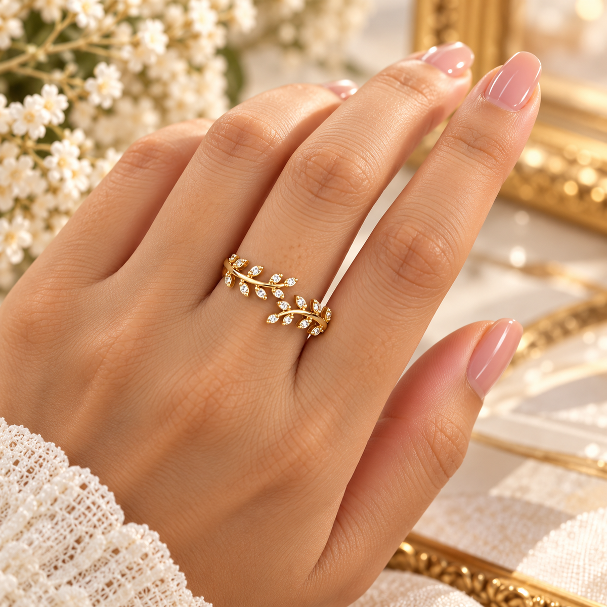 Golden Leaf Adjustable Ring