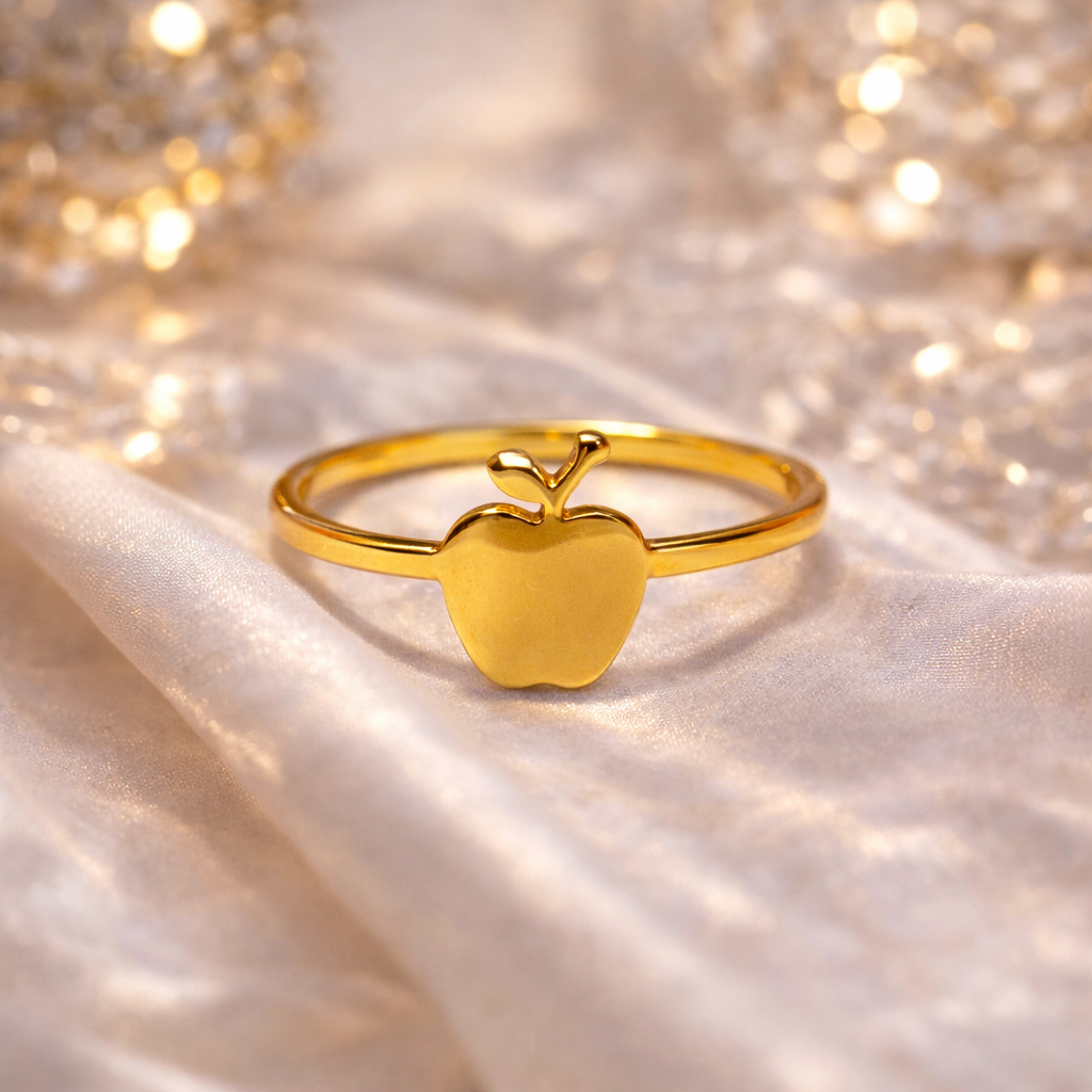 Golden Apple Charm Ring