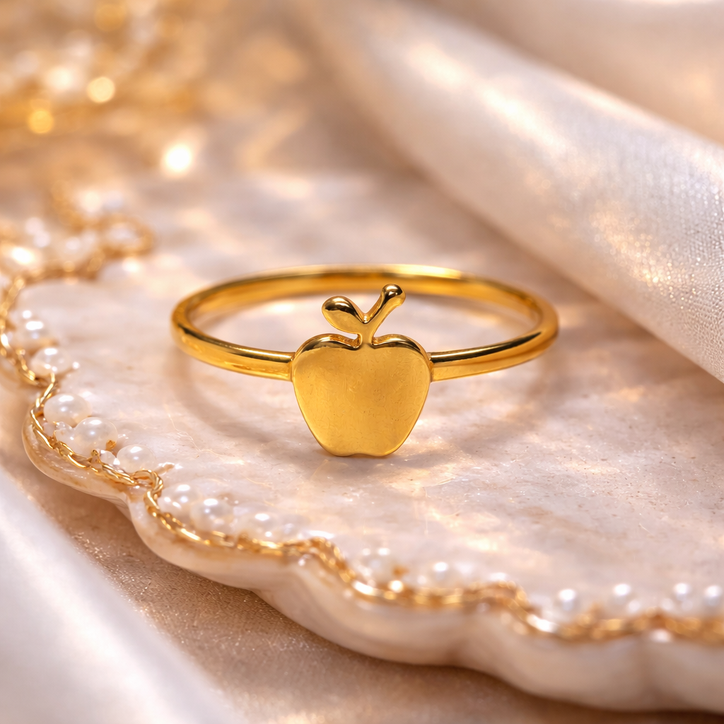 Golden Apple Charm Ring