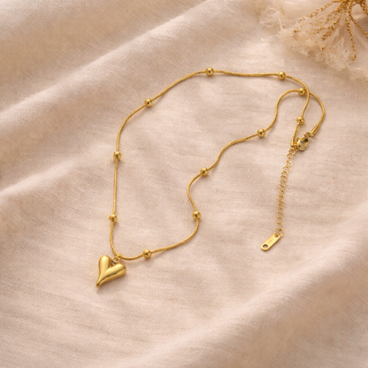 Golden Heart Bead Chain Necklace