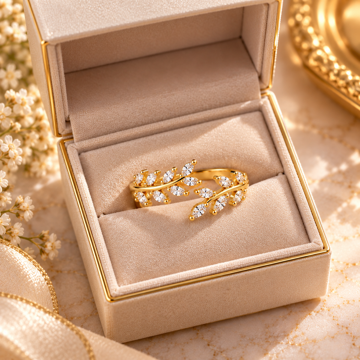 Golden Leaf Adjustable Ring