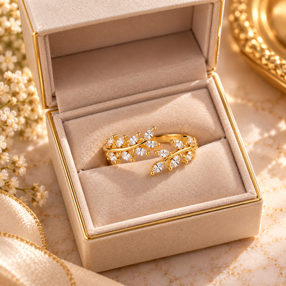 Golden Leaf Adjustable Ring