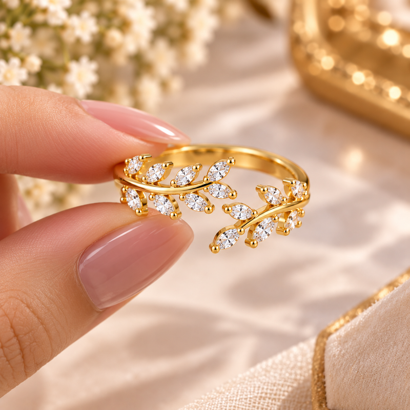 Golden Leaf Adjustable Ring