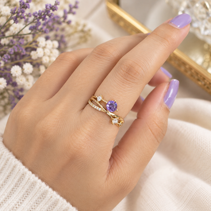 Amethyst Elegance Anti-Tarnish Ring
