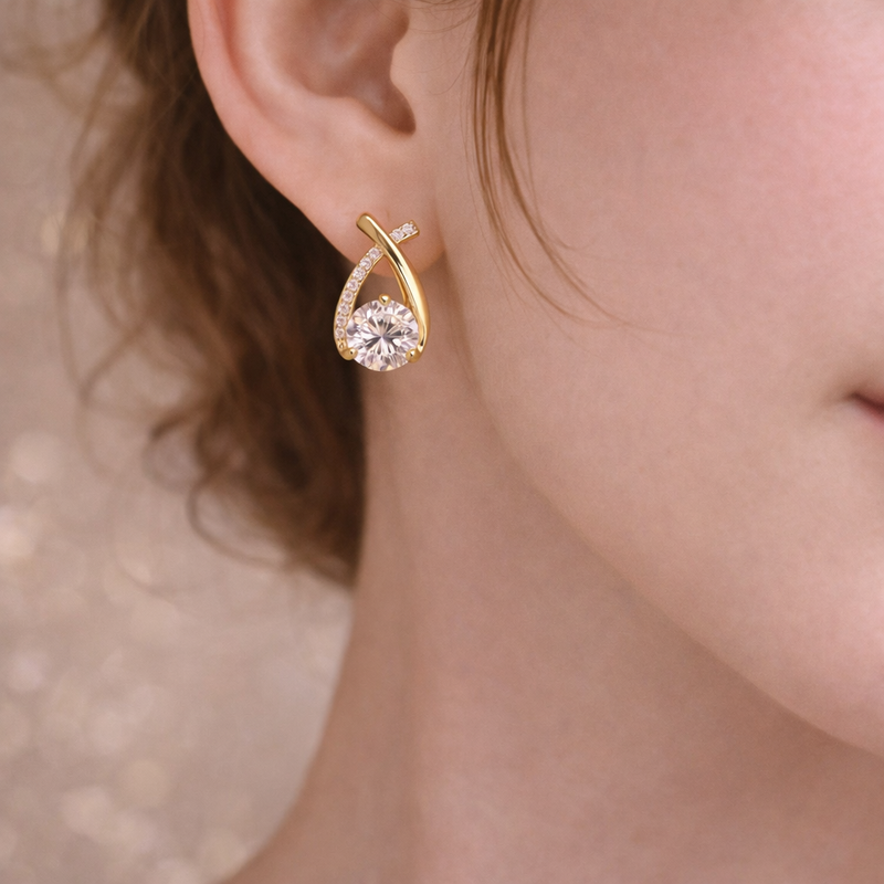 Lumière Teardrop Crystal Stud Earrings