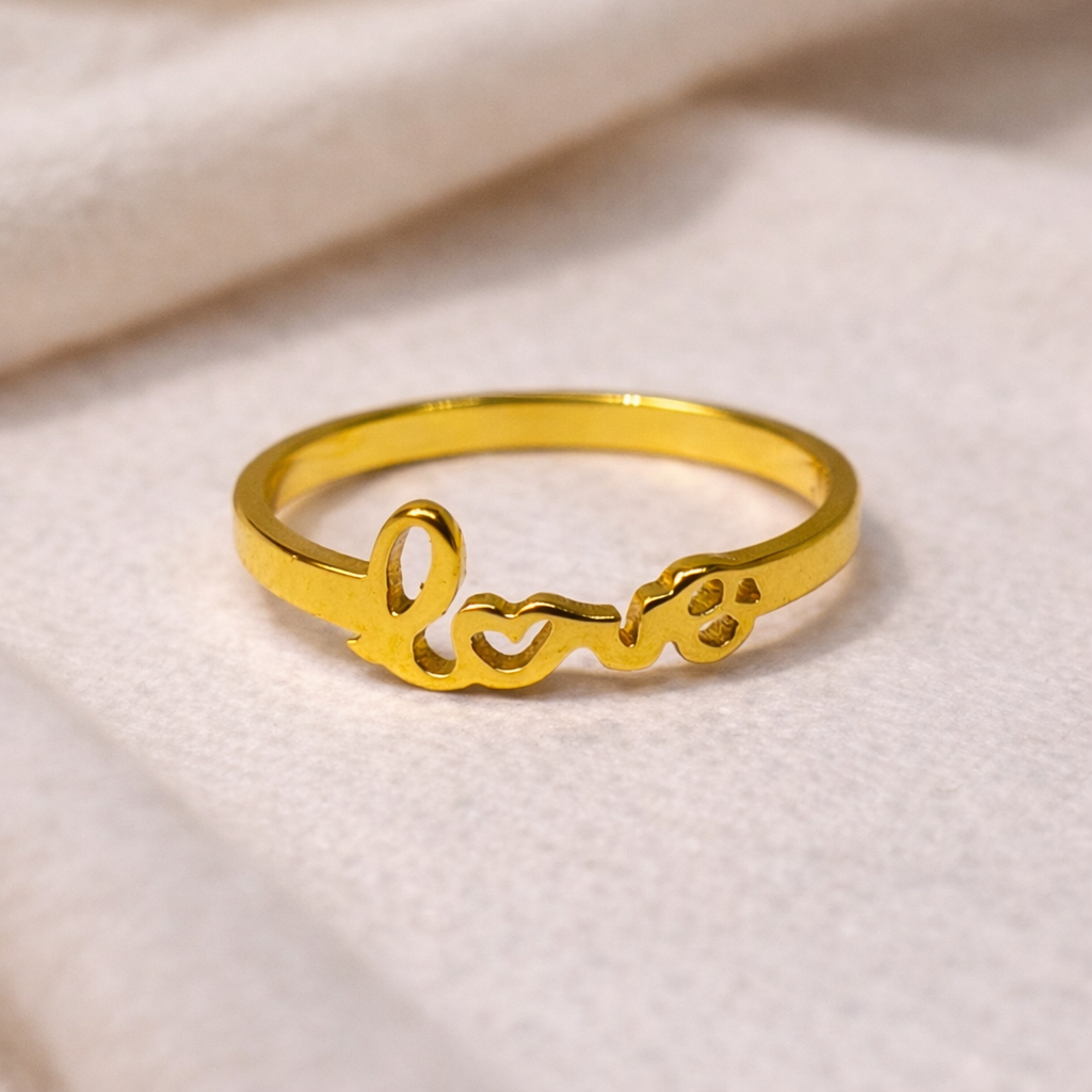 Luna Love Script Ring