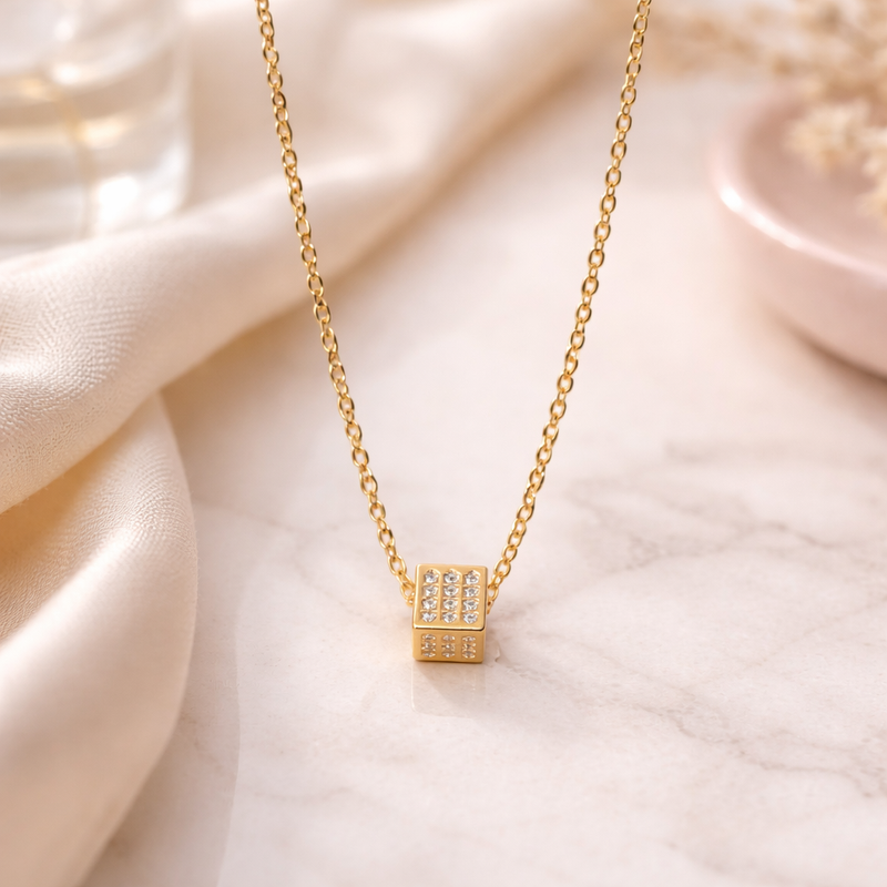 Luxe Grid Pendant Necklace