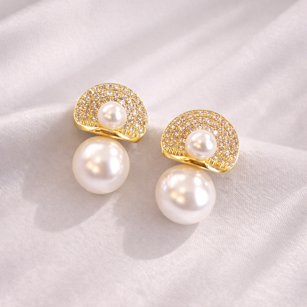 Luxe Pearl Halo Drop Earrings